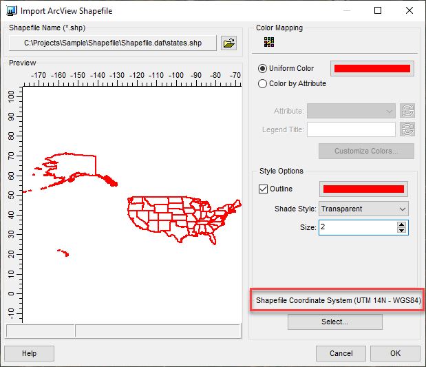 Defining Shapefile Map Projections In Lakes Software ...